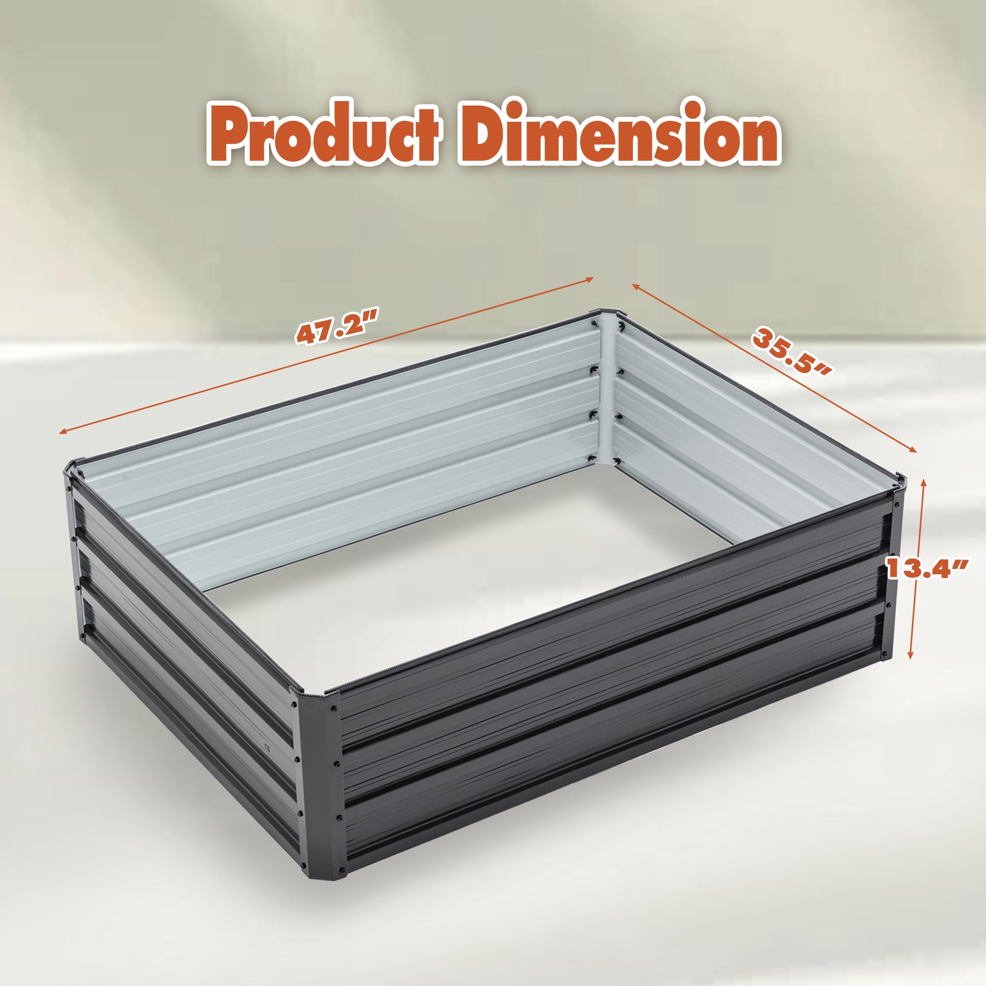 Aukfa Galvanized Raised Garden Bed Outdoor, Metal Planter Box for Vegetables/Flowers/Herbs, 4x3x1FT, Black