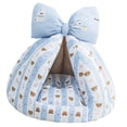 thumbnail image 1 of Cama para hámster, ropa de cama para animales pequeños, linda cabaña, acogedora decoración para el hogar, escondite cálido y portátil azul 50x37cm, 1 of 5