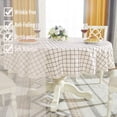 thumbnail image 4 of Heavy Weight Cotton Linen Tablecloth Lace Plaid Round Table Cloth for Kitchen Dining Room Tabletop Decoration, 78" - Round, Champagne, 4 of 6