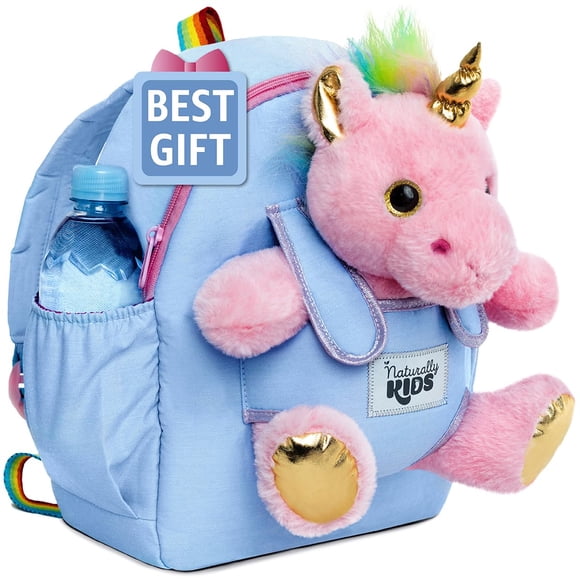 Mochila Naturally KIDS Unicorn Pink con animal de peluche para niños de 5 a 7 años
