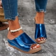 thumbnail image 2 of HNMKIU Beach Sandals Ladies Fashion Solid Color Open Toe Thick Sole Casual Style and Slides for Women Comfortable Daily Beach Shoes Blue,6, 2 of 7