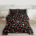 thumbnail image 2 of jejeloiu Country Daisy Cherry Bedding Comforter Set,California Cherries Twin Comforter Sets,Red Green Black Bedding Set For Teens,Luxury Bedroom Decor Reversible,2pcs, 2 of 8