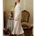 thumbnail image 4 of SWSMCLT Women's Lantern Victorian Vintage Sleeve Nightgown Old Fashioned Night Shirt Long Sleeve Loungewear Mid Calf Bow Pink Medium, 4 of 5