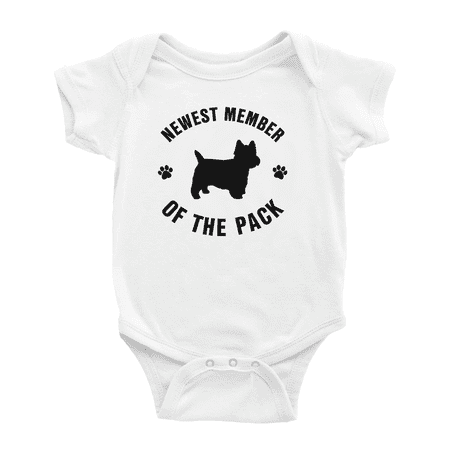 

Newest Member of The Pack West Highland White Terrier Dog Funny Baby Bodysuit Boy Girl