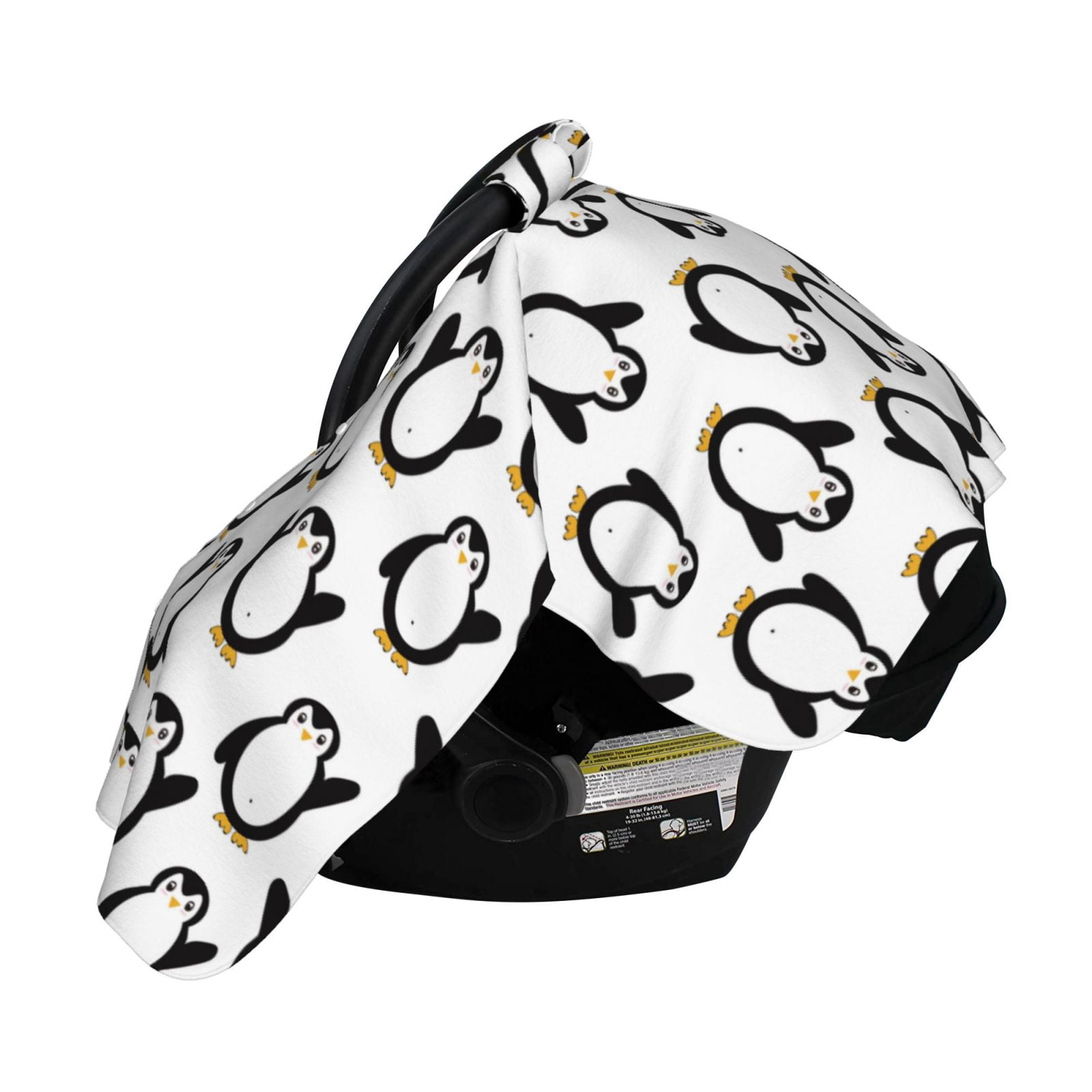 Naloa Lovely Penguin Baby Car Seat Cover, Breathable Baby Carrier Cover, Multiuse Baby Carrier Cover & Nursing Breastfeeding Cover