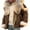 Khaki, variant on Hontri Men's Parkas, Men's Faux Leather Plush Integrated Large Collar Long Sleeved New Coat Khaki Xl