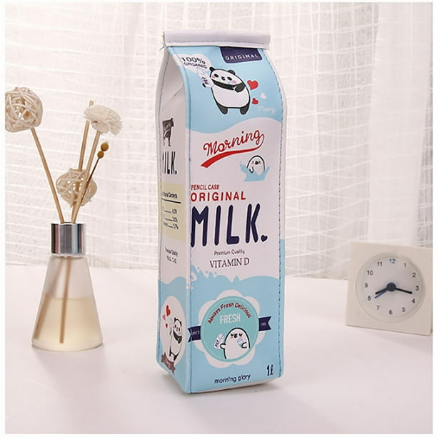 Lindo estuche de lápices creativo bolso de lápiz de leche para niños artículo novedoso