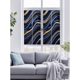 thumbnail image 4 of Non-Adhesive Static Cling Window Tint, Navy Blue Golden Marble Window Privacy Film Frosted, Modern Abstract Marble Flow Insulated Windows Frosted Films for Living room, 35.4 x 78.7 Inches, 4 of 9