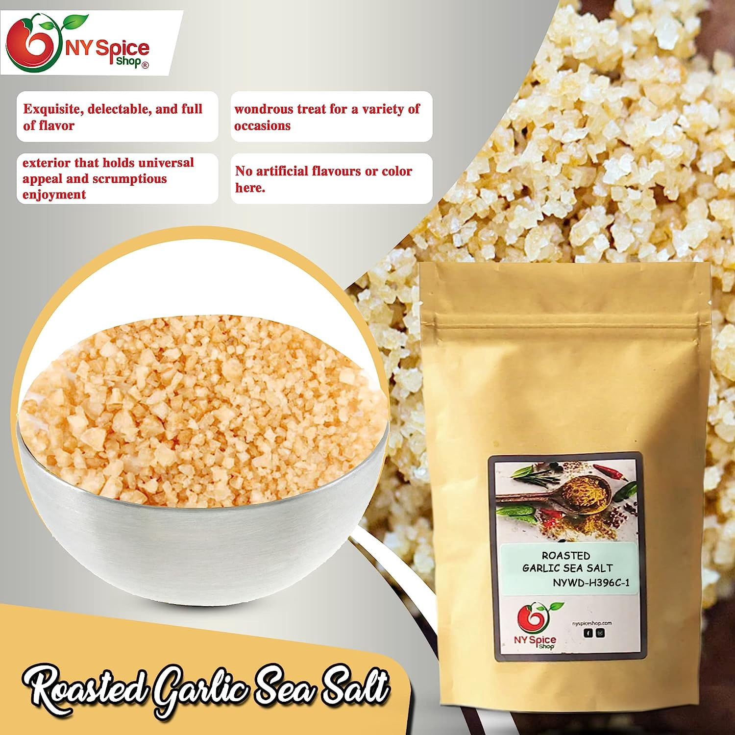 NY SPICE SHOP Roasted Garlic Sea Salt - 5 Pound - Dried Roasted Garlic Powder