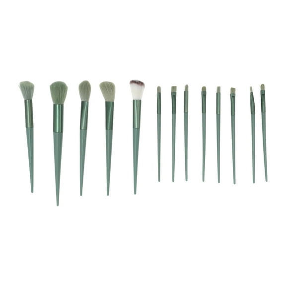 Unique Bargains 13 Pcs Lightweight Makeup Brush for Business Travel Green Synthetic Fiber Hair Plastic Handle Aluminum Tube