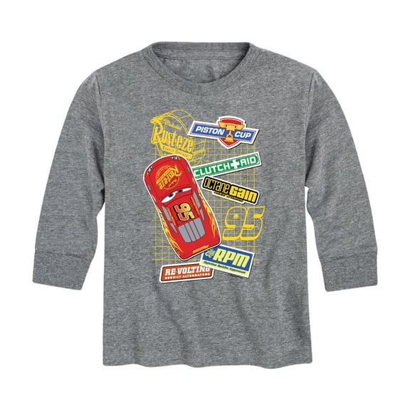 Disney's Cars - McQueen Decals - Toddler And Youth Long Sleeve Graphic T-Shirt