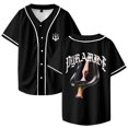 thumbnail image 1 of Werenoi Maillot de Baseball Pyramide 2 Merch Col en V pour Femmes et Hommes Manches Courtes Mode Urbaine, TTP, Noir, 1 of 3