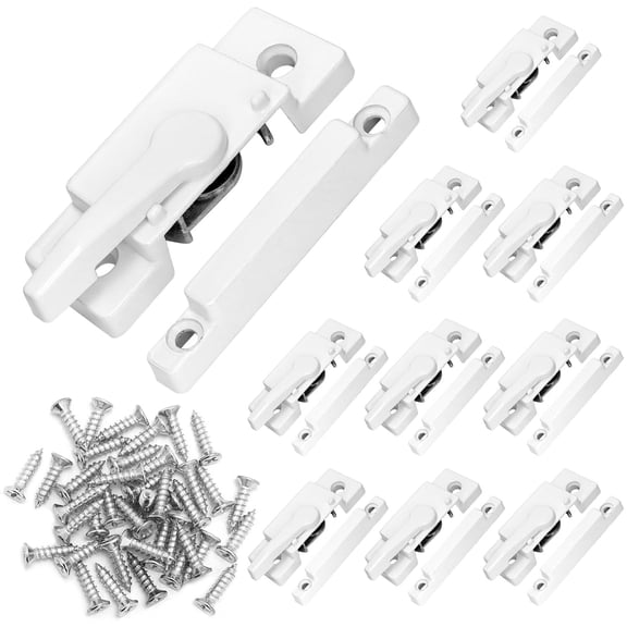 Sliding Window Sash Locks, 10 Pack, White, For Vertical and Horizontal Windows