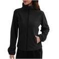 thumbnail image 2 of SAFUNY Women’s stand collar zip up athletic jacket with lightweight fabric sleek design breathable for outdoor sports daily commutes all seasons Black M, 2 of 2