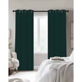 thumbnail image 3 of Pure Dark Green Blackout Curtains 39 Inches Long for Bedroom, Simple Solid Color Thermal Insulated Room Darkening Black Out Window Curtain Panels Grommet Drapes for Living Room, 3 of 8