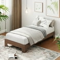 thumbnail image 2 of Tzou Twin-XL Size Wooden Platform Bed Frame - No Box Spring, Wooden Slats, 10.24" Height, Easy Assembly, 2 of 8