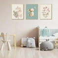 thumbnail image 3 of FCCUYE d Nursery Wall Art Set of 3, Pink Flower Botanical Pictures Wall Decor, Green Bunny Paintings, Cute Animal Canvas Prints for Girls and Boys Kids Room, Baby Room Decor 16x24 Inches, 3 of 7