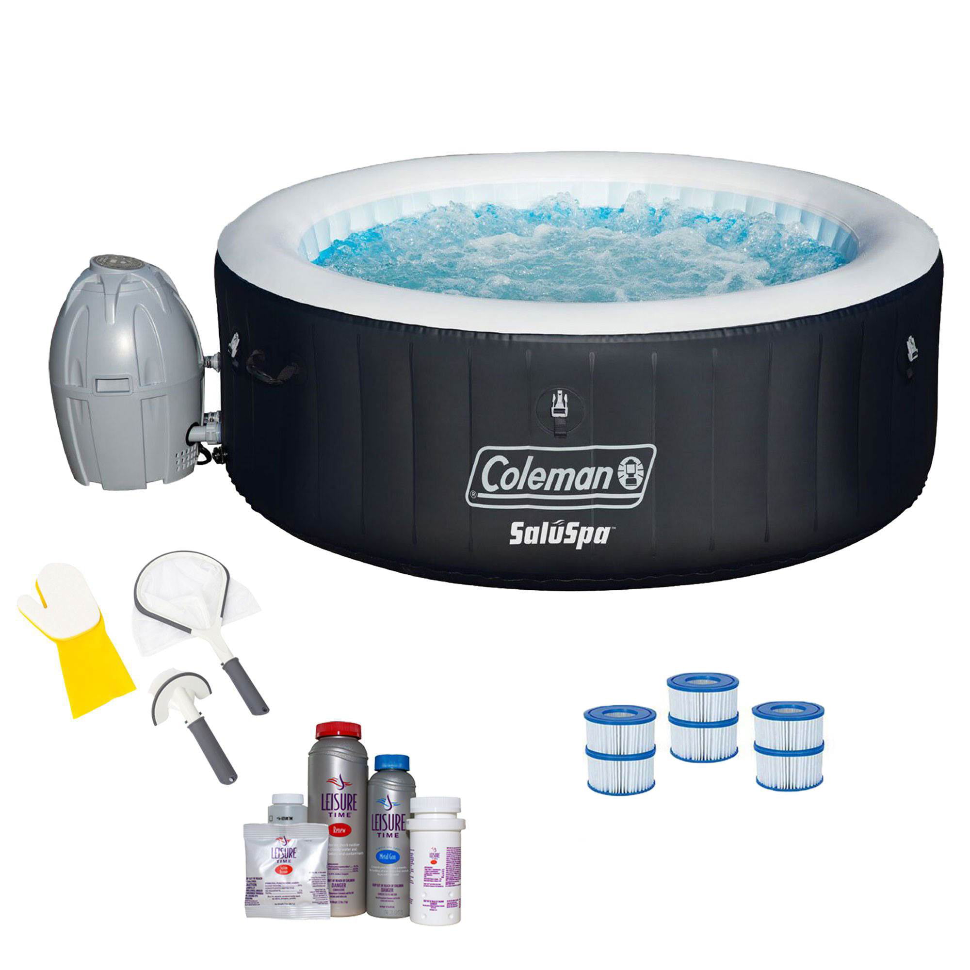 Coleman SaluSpa 4 Person Spa W/ Cleaning Tools Filter Cartridge.