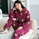 thumbnail image 5 of Chaqueta acolchada gruesa de tres capas para mujer, pijamas florales, ropa de dormir para invierno, mantener el calor, M-XXXL, 5 of 5