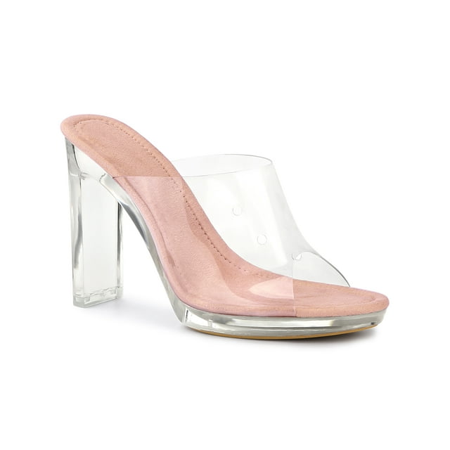 BLISSFUL STEP Sandales à Talon Bloc à Plateforme Transparente pour Femmes