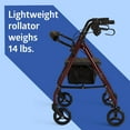 thumbnail image 4 of Medline Junior Folding Rollator with 6 Inch Wheels, 250 lb Capacity, Burgundy Frame, 4 of 6