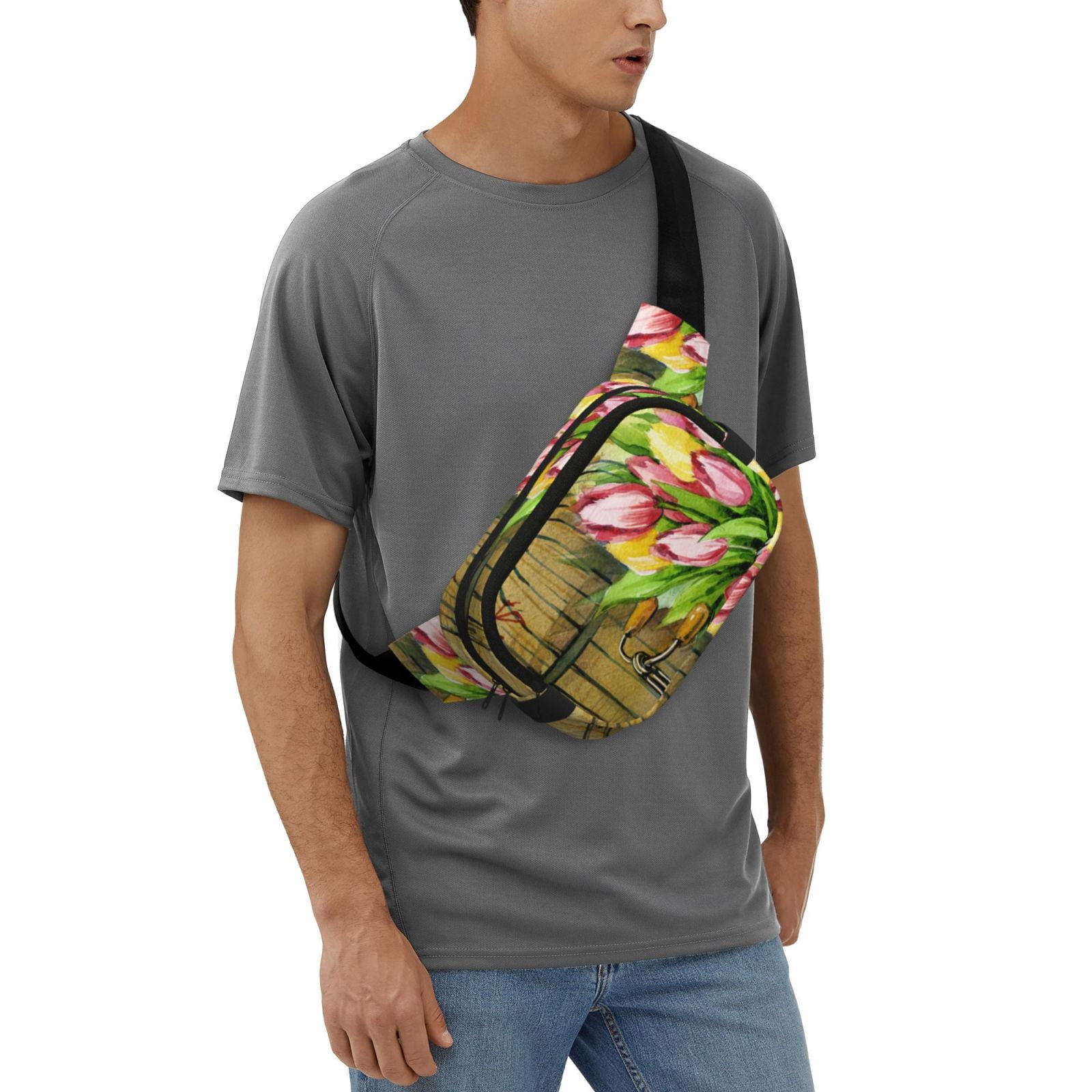 Picia Watercolor Canary Bird Print Square Double-Layer Waist Bag Mini Adjustable Waist Belt Bag Exercise Running Travel Hiking