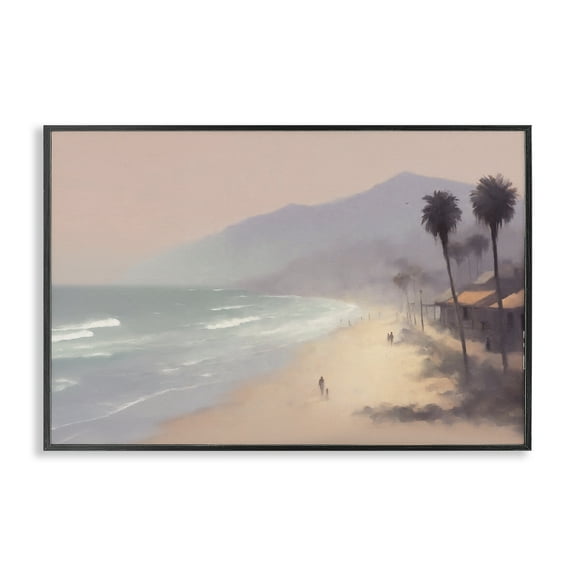 Stupell Industries Beachside Cabins View Landscape & Nature Painting Black Framed Art Print Wall Art, 18 x 12