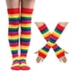 thumbnail image 1 of KAKOWELY Calcetines largos a rayas: conjunto de guantes sin dedos - Divertidos accesorios de disfraces para mujeres y niñas - Transpirables para Halloween, cosplay y fiestas temáticas, 1 of 4