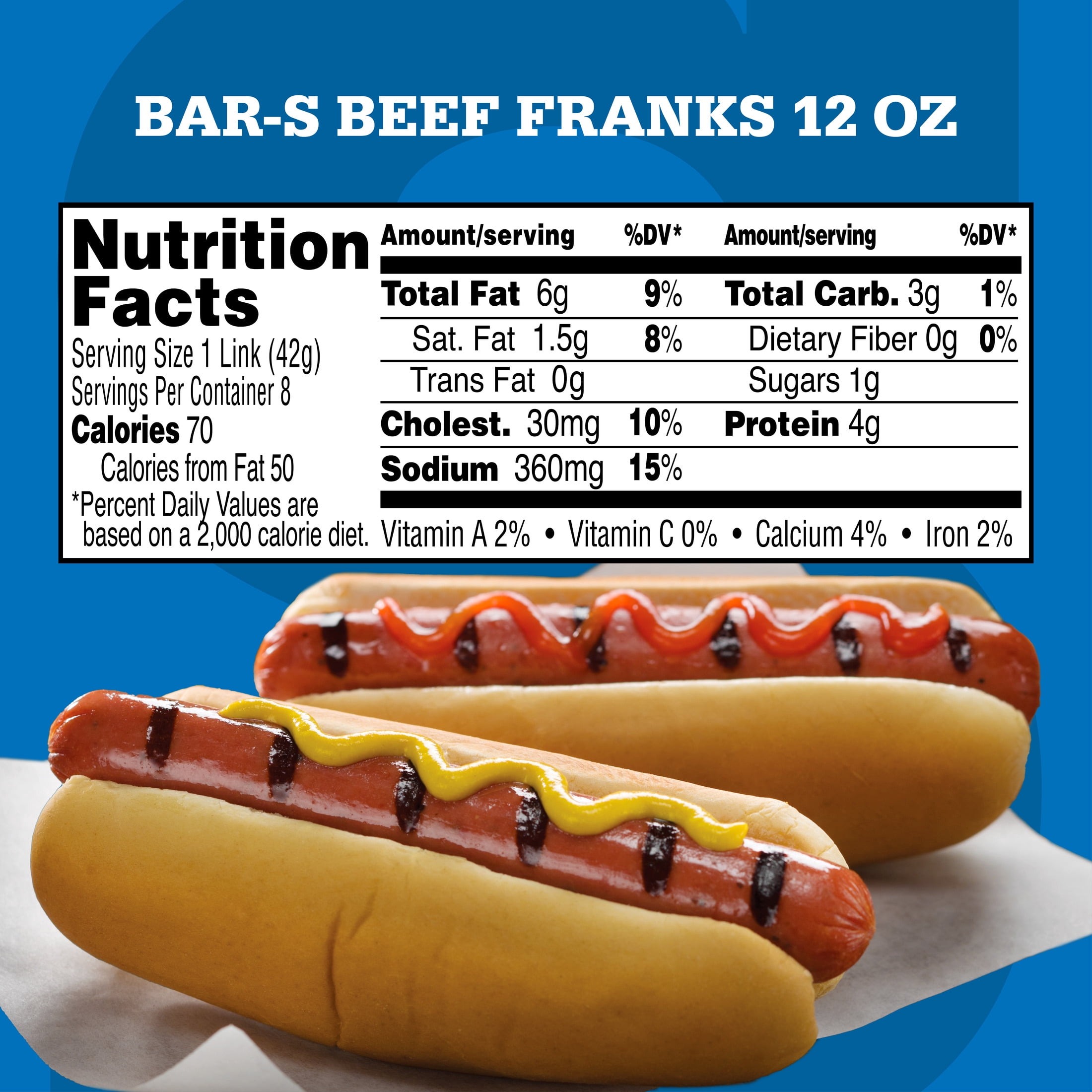 Bar‑S Beef Franks, 8-Count, 12 oz