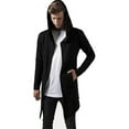 thumbnail image 2 of QHFBli Mens Double Trench Coat Men's Long Hooded Cardigan Shawl Lightweight Open Front Drape Cape Overcoat Black L, 2 of 7