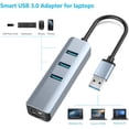 thumbnail image 2 of Adaptador USB 3.0 a Ethernet, concentrador USB 3.0 de 3 puertos con adaptador Ethernet RJ45 10/100/1000 Gigabit compatible con Windows 10,8.1, Mac OS, Surface Pro, Linux, Chromebook y más, 2 of 7