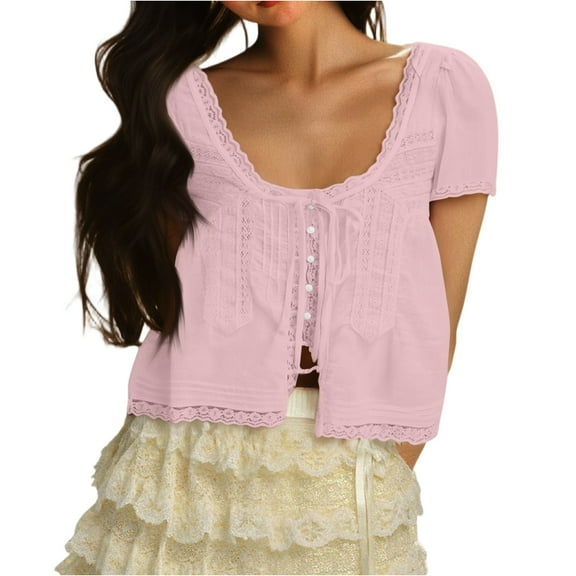 Women's Lightweight Open Front Cardigan, Spring Shirts for Women 2025 Womens Fashion Summer Basic Tees Plain Tshirts Hawaiian Tropical Vacation Outfits Beach Tops Cruise Wear Pink L