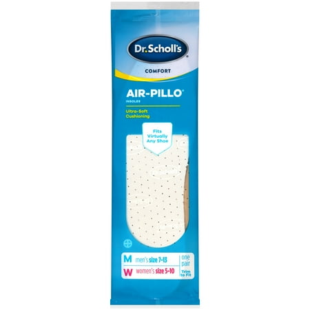- Dr. Scholl’s Comfort Air-Pillo Insoles, 1 Pair, Men Size 7-13, Women Size 5-10
