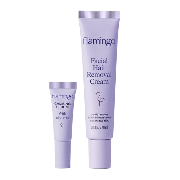 Flamingo Women's Facial Hair Removal Cream with Calming Serum, 1.35 fl oz Tube