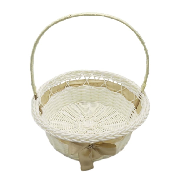 Cesta de boda, cesta de flores para niña, cesta de almacenamiento, cesta de dulces de Pascua, cesta de mimbre de imitación para eventos festivos, Marrón claro 22x23cm BLESIY Cesta de boda