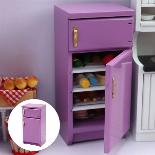 Nevera En Miniatura De ABS Para Casa De Muñecas, Decorativa De 7.3x6x12 Cm | Juguete De Cocina En Miniatura
