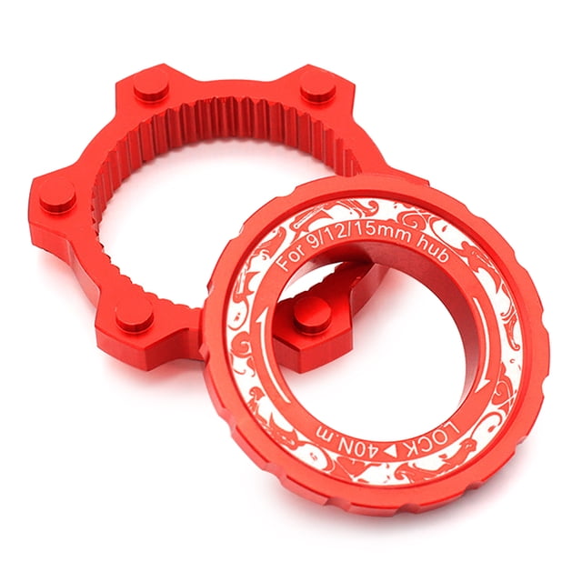 Graflsoa Red Patterned Aluminum Alloy Centerlock to 6-Bolt Disc Brake Adapter for 9/12/15mm Hubs
