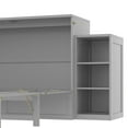 thumbnail image 4 of Queen Size Murphy Bed Frame with spacious storage drawers and shelves, Farmhouse Wall Bed Frame Folding into Cabinet Design for Home Office, Bedroom, Guest Room, Mattress Not Included, Gray, 4 of 9
