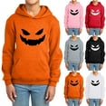 thumbnail image 3 of WhouRiu Big Boy Holiday Hoodie Halloween Face Pumpkin Print Hooded Sweatshirt Party Comfy Hoodie Pink,Sized 11-12, 3 of 3