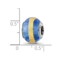 thumbnail image 4 of 925 Sterling Silver Polished Oxidized Italian Murano Glass Reflections Blue Yellow Italian Murano Bead Charm 15.45x10.91, 4 of 6