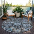 thumbnail image 6 of Addison Rugs Chantille Indoor/Outdoor Traditional Damask Chocolate Washable Round Rug, 8' x 8', 6 of 6