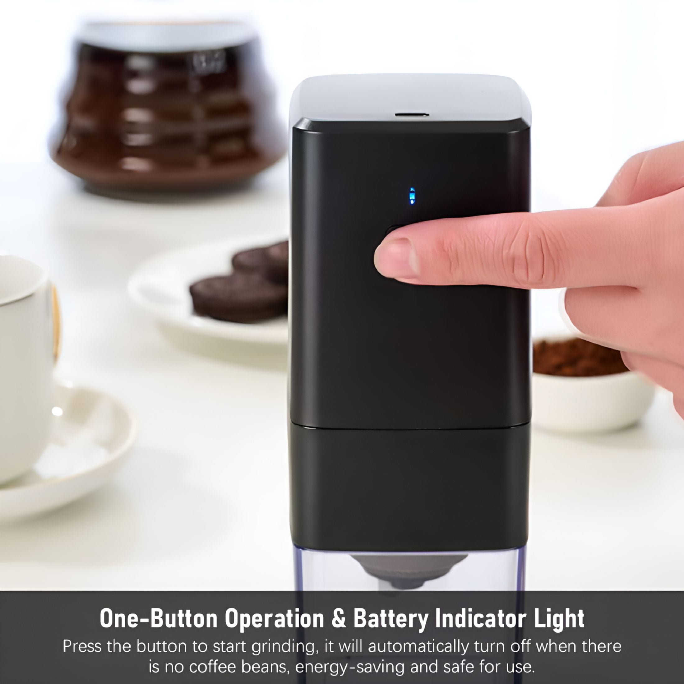 ZEPARO Portable Mini Electric Burr Coffee Grinder with Adjustable Coarse Fine Grinding Removable Chamber for Home Travel Office Coffee Shop Coffee Burr Grinder