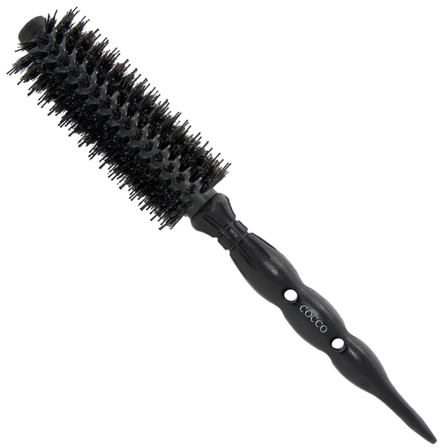 COCCO Black Series Cepillo de jabalí de cerámica S3 Cepillo para peinar el cabello con tecnología de cerdas dobles Barril recubierto de cerámica Diseño ergonómico 41 mm
