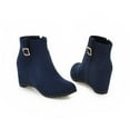 thumbnail image 4 of CALAFEBILA Winter Shoes Women Blue College Wind Suede , Belt Buckle, Side Zipper, Plus Hair, 4 of 9