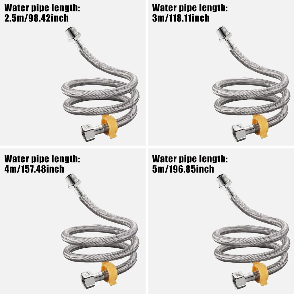 WINDLAND 304 Stainless Steel Water Heater Connections Hose with 4 Point Internal External