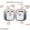 thumbnail image 3 of Empire 32 1/2 Inch Undermount 50/50 Double Bowl 16 Gauge Stainless Steel Kitchen Sink Set Soundproofing, 3 of 4