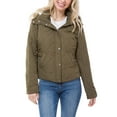 thumbnail image 1 of MixMatchy Women's Solid Long Sleeve Side Pockets Hooded Junior Sized Zipper Closure Quilted Jacket, 1 of 7