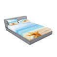 thumbnail image 2 of Starfish Fitted Sheet & Pillow Sham Set, Scallop Seashell and Starfish Close up Sandy Beach Idyllic Ocean Backdrop Design, Decorative Printed 6 Piece Bedding Decor Set, Full, Multicolor, by Ambesonne, 2 of 3