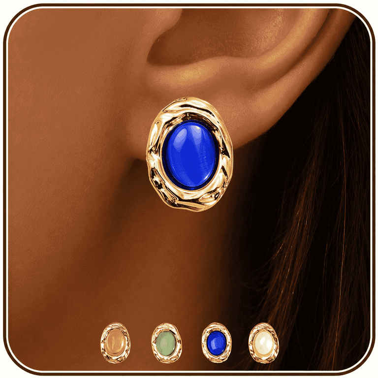 Eclipton Gold Plated Oval Pearl Stud Earrings photo 1