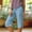 #_001Light Blue, variant on Hogleaql Linen Shorts for Women Bermuda Elastic Waist Knee Length Cotton Shorts Capris Trendy Loose Summer Pants Drawstring Pedal Pushers with Pockets Beige 2XL